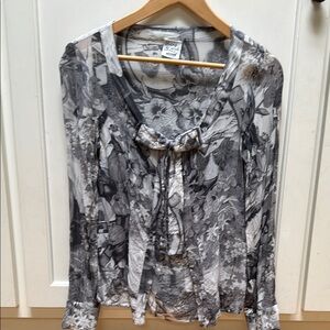 Cheap and Chic Moschino Black and Gray Floral Blouse